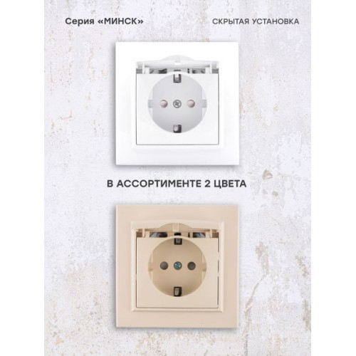 Минск Розетка 1-местная СП с/з с крышкой 16А белая с защ. штор. EKF Минск Розетка 1-местная СП с/з с крышкой 16А белая с защ. штор. EKF