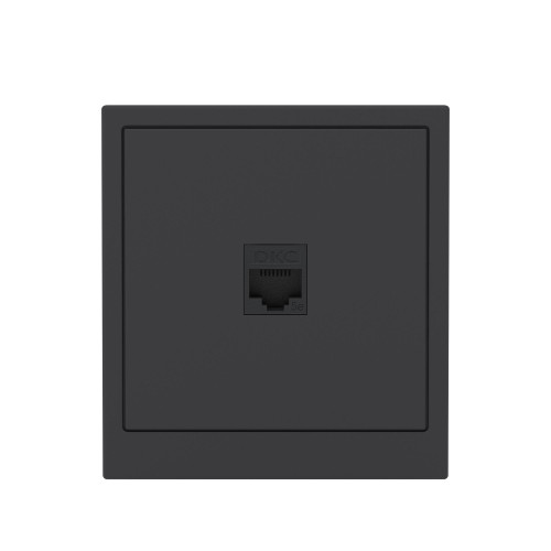 Компьютерная розетка RJ-45 без шторки, кат.5е одинарная, KANT, черный уголь