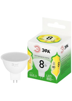 Лампа светодиодная GREEN LINE MR16-8W-830-GU5.3 GL 8Вт софит 3000К свет тепл. GU5.3 Эра Б0067082
