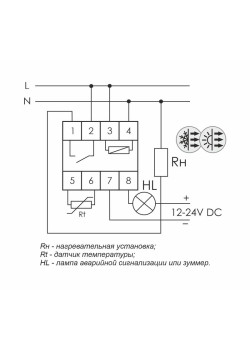 Регулятор температуры RT-820M от -30 до +140 град.C; 16А 24-264В DC/30-264В AC 1Z IP20 микропроцессорный; многофункц.; цифровая индикация; выносной датчик с термоус. проводом; монтаж на DIN-рейке 35мм F&F EA07.001.007