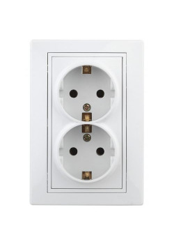 Розетка 2-м СП Plano 1-208-01 16А IP20 250В 2х2P+E Schuko защ. шторки бел. Intro Б0053933