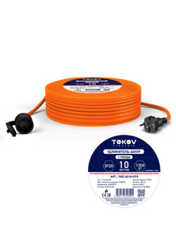 Удлинитель-шнур 1х10м без заземл. 6А IP20 2х0.75 TOKOV ELECTRIC TKE-SS10-075