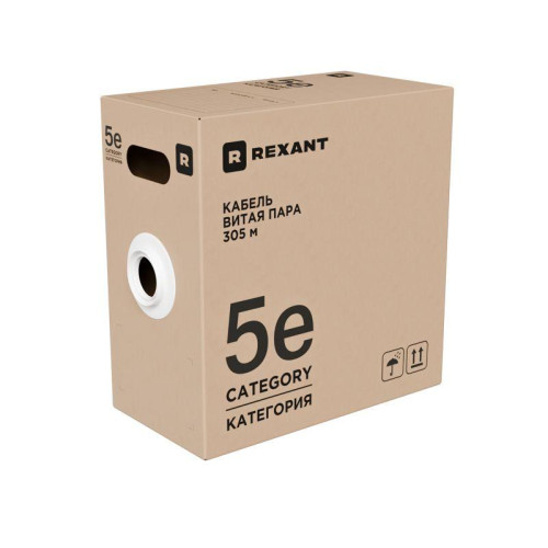 Кабель витая пара U/UTP кат.5E 4х2х24AWG LSZH нг(А)-HF INDOOR SOLID сер. РФ (305м) Rexant 02-0004-R Кабель витая пара U/UTP кат.5E 4х2х24AWG LSZH нг(А)-HF INDOOR SOLID сер. РФ (305м) Rexant 02-0004-R