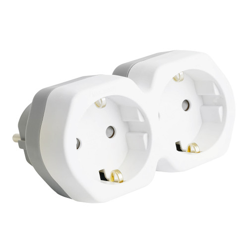 Разветвитель сетевой 2-местный с/з STEKKER ADP16-12-20, 250V,16A, ABS огнеустойчивый пластик, белый/серый Разветвитель сетевой 2-местный с/з STEKKER ADP16-12-20, 250V,16A, ABS огнеустойчивый пластик, белый/серый