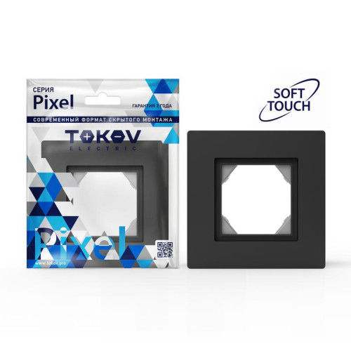 Рамка 1-м Pixel IP44 карбон TOKOV ELECTRIC TKE-PX-RM1-C14-IP44