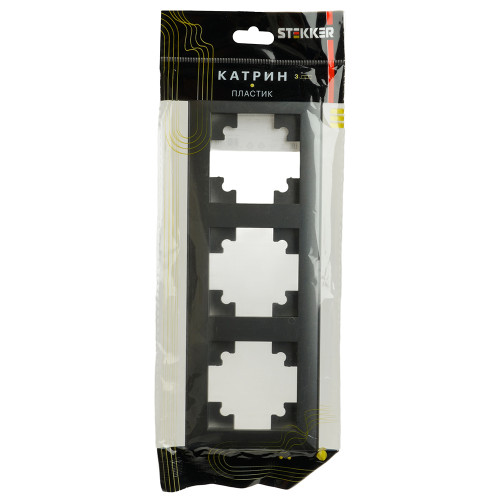 Рамка STEKKER, PFR00-7003-06 3-местная, пластик, серия Катрин, графит Рамка STEKKER, PFR00-7003-06 3-местная, пластик, серия Катрин, графит