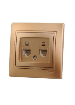 Розетка компьютерная 2-м СП Mira RJ45 зол. метал. LEZARD 701-1313-141