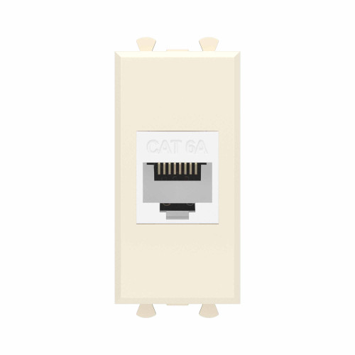 Компьютерная розетка RJ-45 без шторки модульная, кат.6А, Avanti, ванильная дымка, 1 модуль