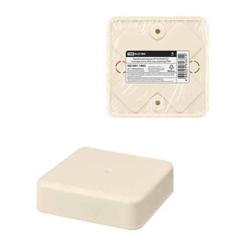 Коробка распаячная КР 75х75х20 ОП, сл. кость, IP40, инд. штрихкод TDM