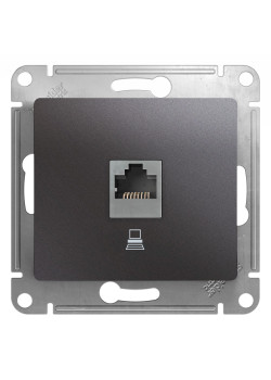 GLOSSA РОЗЕТКА компьютерная RJ45 кат. 5e, механизм, ГРАФИТ