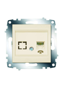 Розетка телефонная 1-м Cosmo RJ11 + гнездо механизм крем. ABB 619-010300-221