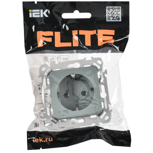 FLITE Розетка с заземлением без защитных шторок безвинтовое крепление 16А РС11-1-ФлС серый IEK FLITE Розетка с заземлением без защитных шторок безвинтовое крепление 16А РС11-1-ФлС серый IEK