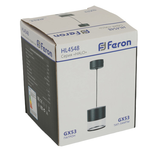 Светильник потолочный Feron HL4548 HALO levitation на подвесе GX53 12W 230V, черный 85*80