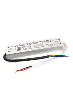 Трансформатор электронный для светодиодной ленты 20W 12V IP67 (драйвер), LB007 FERON