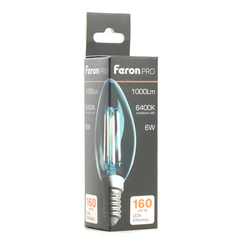 Лампа светодиодная Feron.PRO LB-1206 Свеча E14 6W 1000LM 175-265V 6400K Лампа светодиодная Feron.PRO LB-1206 Свеча E14 6W 1000LM 175-265V 6400K