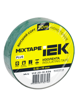 MIXTAPE PLUS Изолента 0,18х19мм зеленая 20м IEK