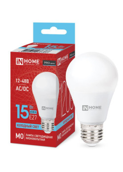 Лампа светодиодная низковольтная LED-MO-PRO 15Вт грушевидная 6500К холод. бел. E27 1200лм 12-48В IN HOME 4690612036366