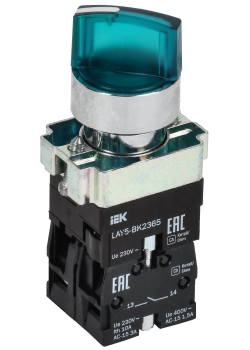 Переключатель LAY5-BK2365 2 положения зеленый NO+NC IEK