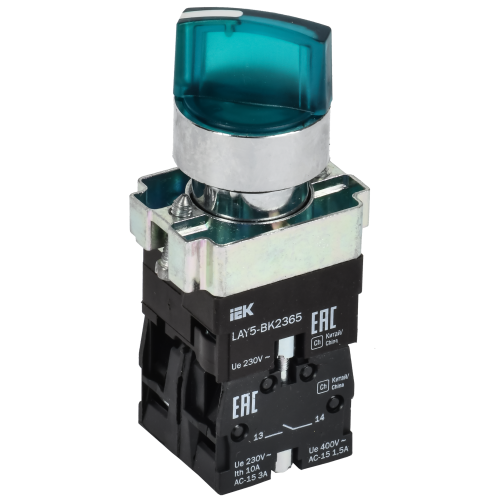 Переключатель LAY5-BK2365 2 положения зеленый NO+NC IEK