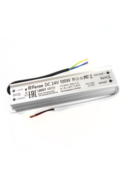 Трансформатор электронный для светодиодной ленты 100W 24V IP67 (драйвер), LB007