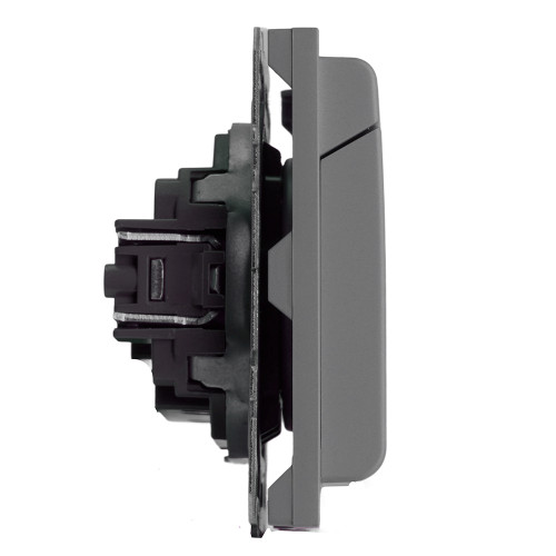 Розетка 1-местная с крышкой с защ. штор, STEKKER, б/з, IP42, 250В, 16А, серия Эмили, RST16-5113-10, платиново-серый, soft touch