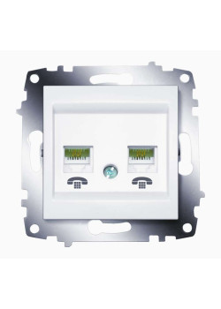 Розетка телефонная 2-м Cosmo RJ11 механизм бел. ABB 619-010200-222