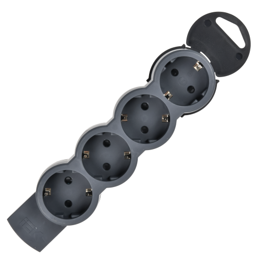 STANDARD Колодка для удлинителя с заземлением К04 4 места черная IEK STANDARD Колодка для удлинителя с заземлением К04 4 места черная IEK