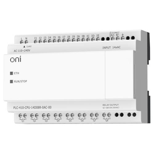 ПЛК 410 Модуль ЦПУ 14 DI 8 RO 220В AC с Ethernet портом без экрана ONI ПЛК 410 Модуль ЦПУ 14 DI 8 RO 220В AC с Ethernet портом без экрана ONI