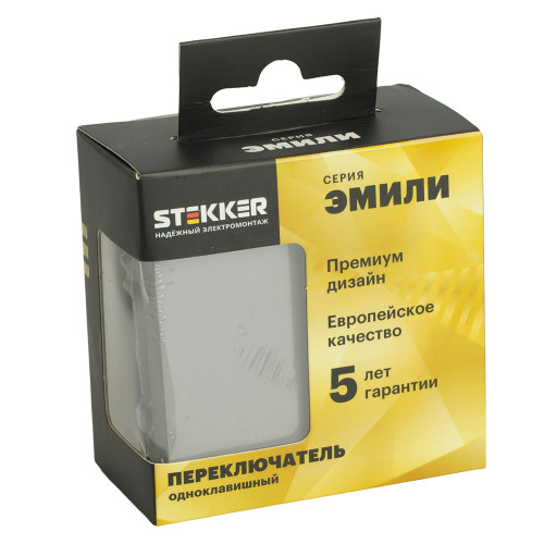 Переключатель 1-клавишный (механизм), STEKKER, 250В, 10A, серия Эмили, RSW10-5105-10, платиново-серый, soft touch Переключатель 1-клавишный (механизм), STEKKER, 250В, 10A, серия Эмили, RSW10-5105-10, платиново-серый, soft touch