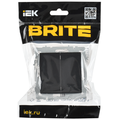 BRITE Выключатель 2-клавишный перекрестный 10А ВС10-2-3-БрЧ черный IEK BRITE Выключатель 2-клавишный перекрестный 10А ВС10-2-3-БрЧ черный IEK