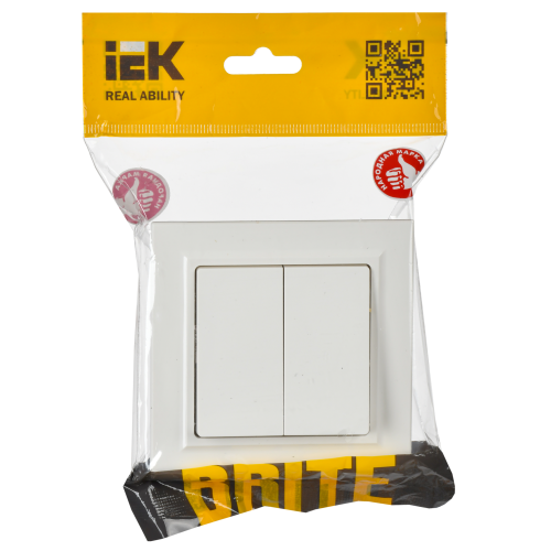 BRITE Выключатель 2-клавишный 10А в сборе ВСР10-2-0-БрБ белый IEK BRITE Выключатель 2-клавишный 10А в сборе ВСР10-2-0-БрБ белый IEK