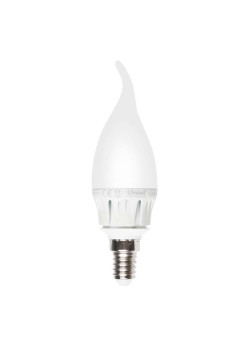 Лампа светодиодная LED-CW37-6Вт/WW/E14/FR ALM01WH пластик Uniel 08137
