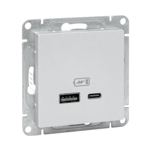Механизм розетки USB-A+С, алюм. Эпика EKF