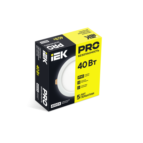 Светильник светодиодный ДВО 1804 PRO круг 40Вт 4000K IP40 белый IEK