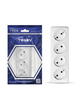 Розетка 4-м ОП Frea 16А IP20 250В без заземл. АБС-пластик бел. TOKOV ELECTRIC TKE-FR-R4-C01