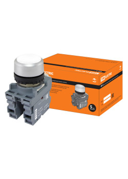 Кнопка с фиксацией MP2-20W в сборе d22мм 1з+1р белая TDM