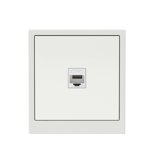 Компьютерная розетка RJ-45 без шторки, кат.5е одинарная, KANT, белый песок