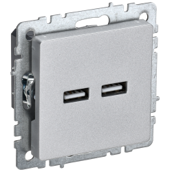 BRITE Розетка USB A+A 5В 3,1А РЮ10-1-БрА алюминий IEK