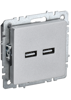 BRITE Розетка USB A+A 5В 3,1А РЮ10-1-БрА алюминий IEK