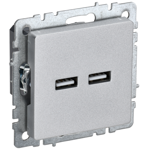 BRITE Розетка USB A+A 5В 3,1А РЮ10-1-БрА алюминий IEK