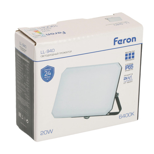 Светодиодный прожектор Feron LL-940 IP65 20W 6400K Светодиодный прожектор Feron LL-940 IP65 20W 6400K