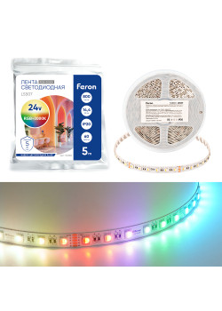 Лента светодиодная 60SMD(5050)/м 14,4Вт/м 24V 5000*12*1.22мм RGB+3000К, IP20, LS507 FERON