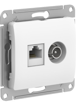 GLOSSA РОЗЕТКА двойная ТВ + компьютерная RJ45 кат. 5e, механизм, БЕЛЫЙ