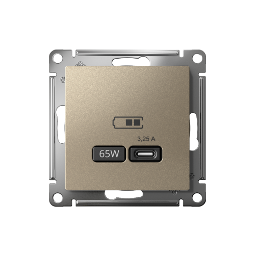 ATLASDESIGN USB РОЗЕТКА тип-С 65Вт высокоскор.заряд. QC, PD, механизм, ШАМПАНЬ ATLASDESIGN USB РОЗЕТКА тип-С 65Вт высокоскор.заряд. QC, PD, механизм, ШАМПАНЬ
