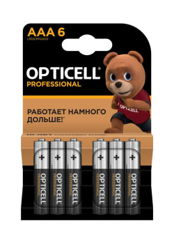 Элемент питания алкалиновый AAA/LR03 (блист. 6шт) Professional Opticell 5052004