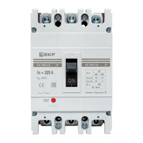 ВА-99М 250/225А 3P 10In 35кА с термомагнитным расцепителем EKF ВА-99М 250/225А 3P 10In 35кА с термомагнитным расцепителем EKF