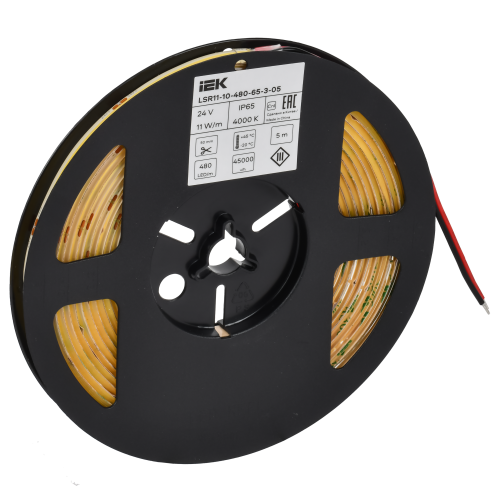 Лента светодиодная 5м COB 480LED/м 11Вт/м IP65 ширина 8мм 24В нейтральный белый IEK Лента светодиодная 5м COB 480LED/м 11Вт/м IP65 ширина 8мм 24В нейтральный белый IEK