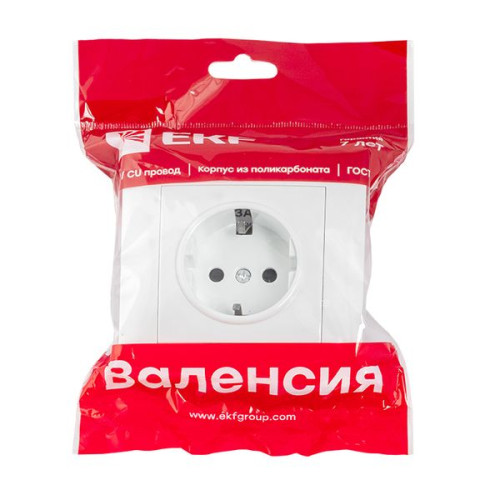 Валенсия розетка 1-местная с/з 16А белая с защ. штор. EKF Валенсия розетка 1-местная с/з 16А белая с защ. штор. EKF