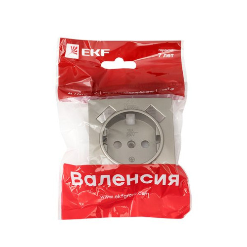 Валенсия лиц. панель розетки 1-местной с/з 16А кашемир с защ. штор. с 2 USB 2,1А EKF Валенсия лиц. панель розетки 1-местной с/з 16А кашемир с защ. штор. с 2 USB 2,1А EKF