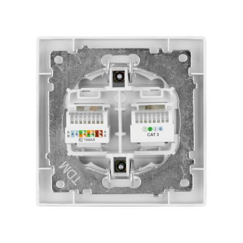 Розетка телефонная RJ11 + компьютерная RJ45 черная 